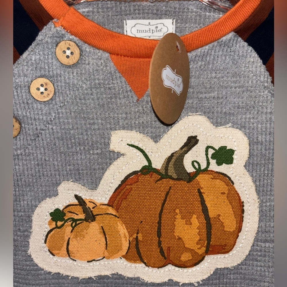 Mud Pie Baby Boys Waffle Weave Baby Pumpkin Bodysuit​​​ - Picture 6 of 6